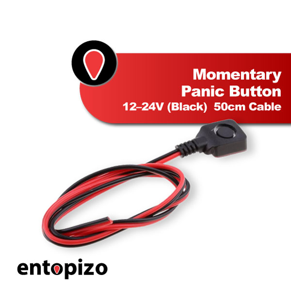 Κουμπί πανικού στιγμιαίας λειτουργίας 12–24 V (μαύρο) – Καλώδιο 50 cm